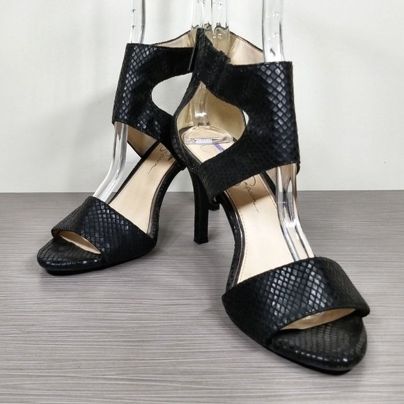 Jessica Simpson Mekos Cutout Sandal, Black Fabric, Womens Size 7 M / 37 - Picture 4 of 12